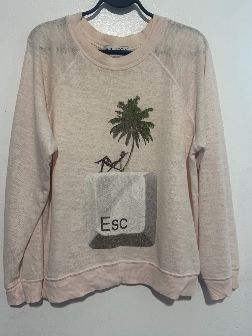 Wildfox Made in USA Escape Palm Tree Graphic Sweatshirt Pink Size M